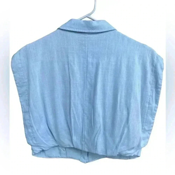 GILLI women’s light blue collar sleeveless with gather detail blouse size L - Picture 4 of 7